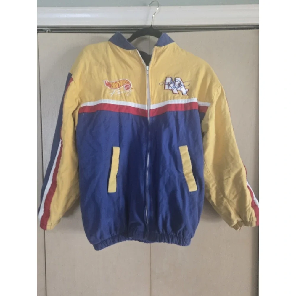 Vintage 1998 Hot Wheels Racing NASCAR Jacket Youth XL Made USA Quilted Mattel